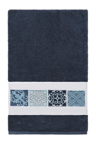 Linum Home Vivian Embellished Bath Towel In Midnight Blue