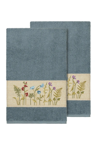 Linum Home Serenity Embellished Bath Towel In Teal