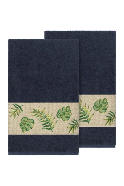 Shop Linum Home Zoe Embellished Bath Towel In Midnight Blue