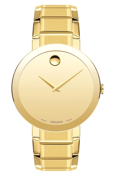 Shop Movado Sapphire Bracelet Watch, 39mm In Gold