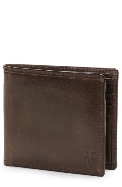 Shop Frye 'logan' Leather Billfold Wallet In Dark Brown