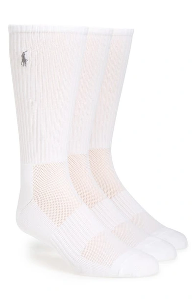 Shop Polo Ralph Lauren 3-pack Tech Athletic Crew Socks In White