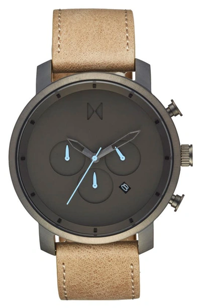 Shop Mvmt Chronograph Leather Strap Watch, 45mm In Gunmetal