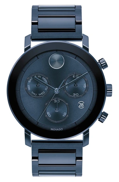Shop Movado Bold Evolution Chronograph Bracelet Watch, 42mm In Blue