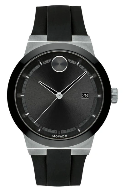 Shop Movado Bold Fusion Silicone Strap Watch, 42mm In Black/ Silver