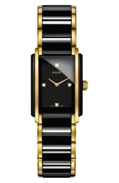Shop Rado Integral Diamonds Bracelet Watch, 22mm X 33mm In Gold/ Black