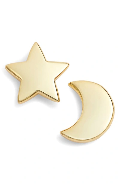 Shop Argento Vivo Moon & Star Stud Earrings In Gold