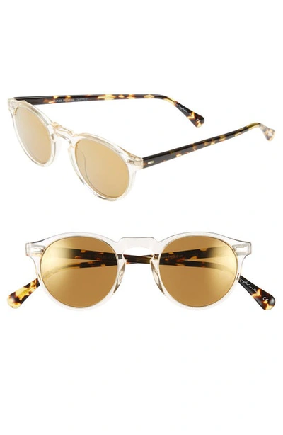 Shop Oliver Peoples Gregory Peck 47mm Retro Sunglasses In Yellow/ Gold Mirror