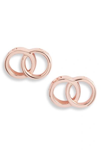 Shop Olivia Burton Interlink Stud Earrings In Rose Gold