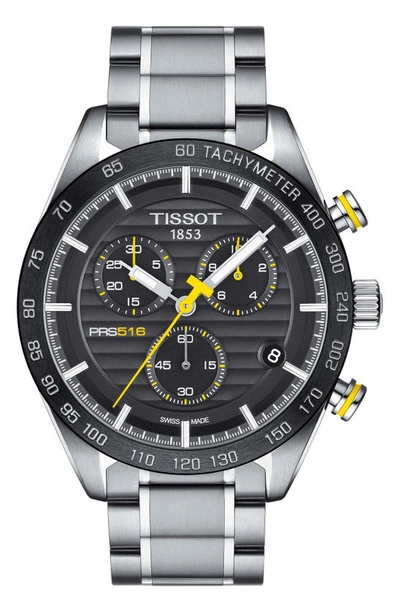 Shop Tissot Prs516 Chronograph Bracelet Watch, 42mm In Silver/ Black