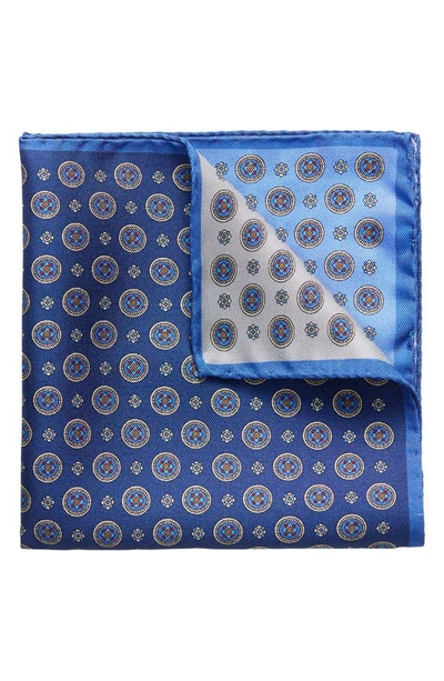 Eton Four Medallion Silk Pocket Square In Blue