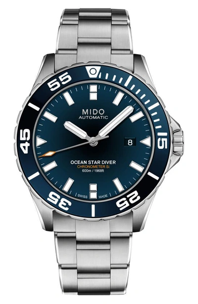 Shop Mido Ocean Star Diver Automatic Bracelet Watch, 43.5mm In Silver/blue