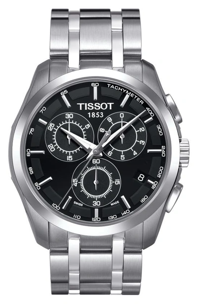 Shop Tissot Couturier Chronograph Bracelet Watch, 41mm In Silver/ Black/ Silver