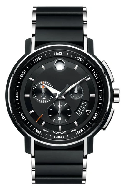 Shop Movado Strato Chronographic Bracelet Watch, 44mm In Black