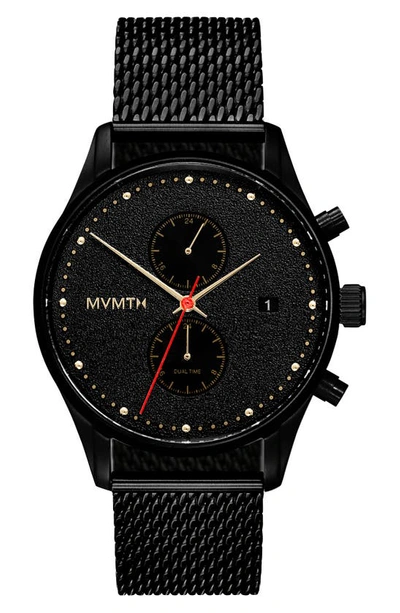 Shop Mvmt Voyager Caviar Chronograph Mesh Strap Watch, 42mm In Black