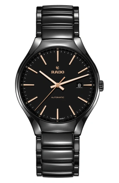 Shop Rado True Automatic Ceramic Bracelet Watch, 40mm In Titanium