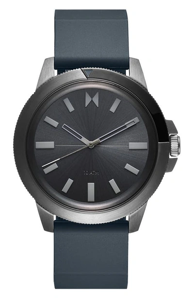 Shop Mvmt Minimal Sport Silicone Strap Watch, 42.5mm In Blue/ Gunmetal