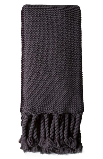 Pom Pom At Home Trestles Antique White Oversized Throw In Midnight