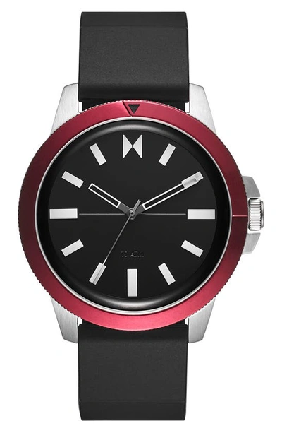 Shop Mvmt Minimal Sport Silicone Strap Watch, 42.5mm In Black/ Silver
