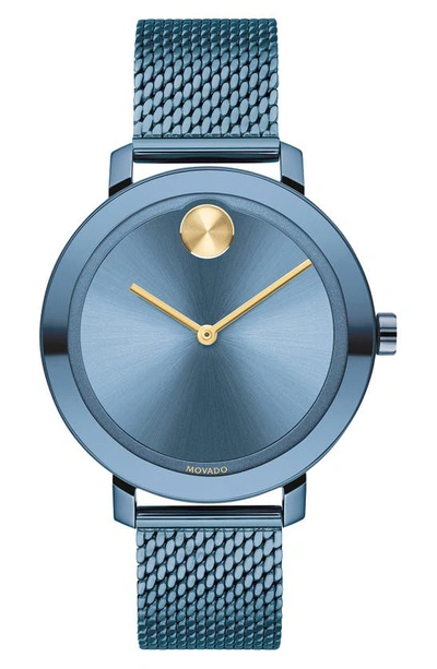 Shop Movado Bold Evolution Mesh Strap Watch, 34mm In Blue
