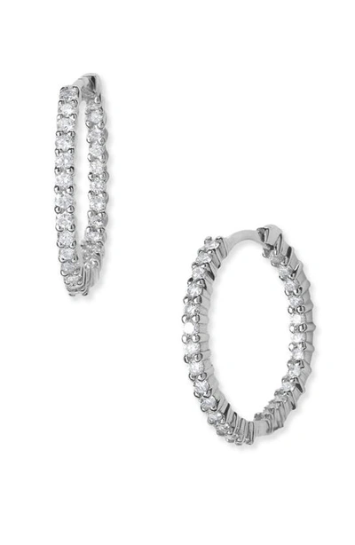 Shop Roberto Coin Diamond Hoop Earrings In White Gold