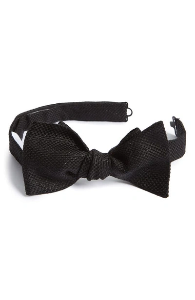 Shop Eton Solid Silk Blend Bow Tie In Black