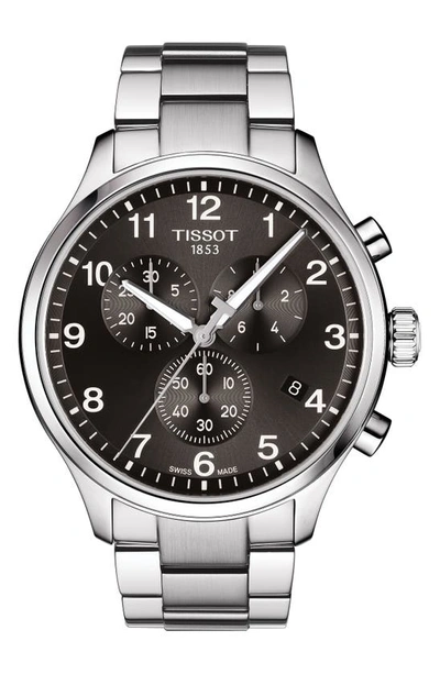 Shop Tissot Chrono Xl Collection Chronograph Bracelet Watch, 45mm In Silver/ Black/ Silver