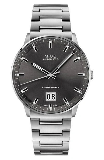 Shop Mido Commander Ii Skeleton Bracelet Watch, 42mm In Silver/ Black/ Silver