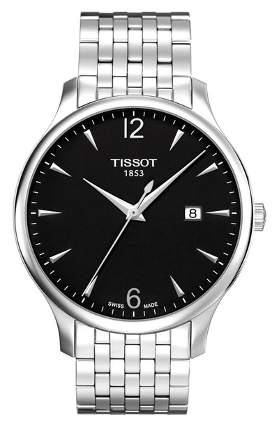 Shop Tissot Tradition Bracelet Watch, 42mm In Silver/ Black/ Silver