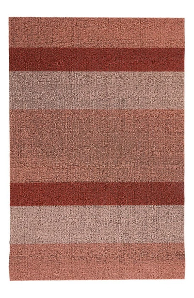 Shop Chilewich Stripe Low Pile Large Indoor/outdoor Floor Mat In Peach