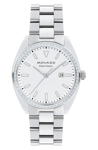 Shop Movado Heritage Datron Diamond Bracelet Watch, 31mm In Silver/ White/ Silver