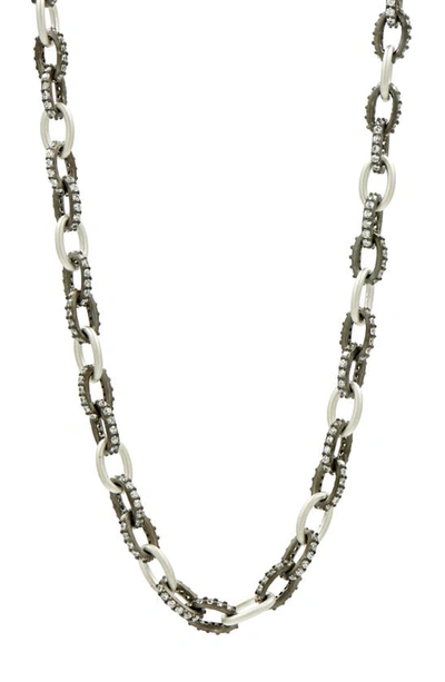 Shop Freida Rothman Industrial Finish Chain Necklace In Black/ White