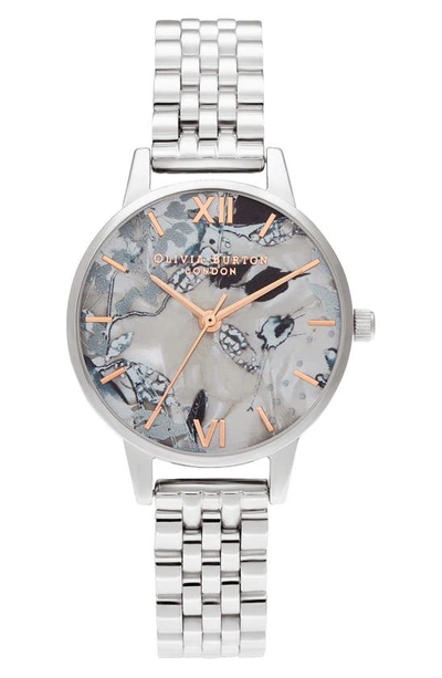 Shop Olivia Burton Abstract Florals Bracelet Strap Watch, 30mm In Silver/ Floral/ Silver