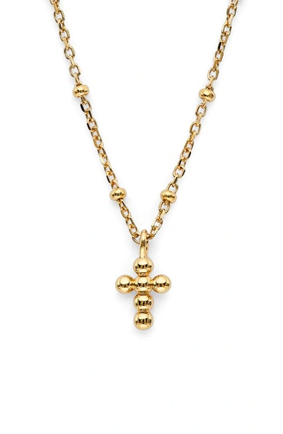 Shop Ajoa Lala Beaded Cross Pendant Necklace In Gold