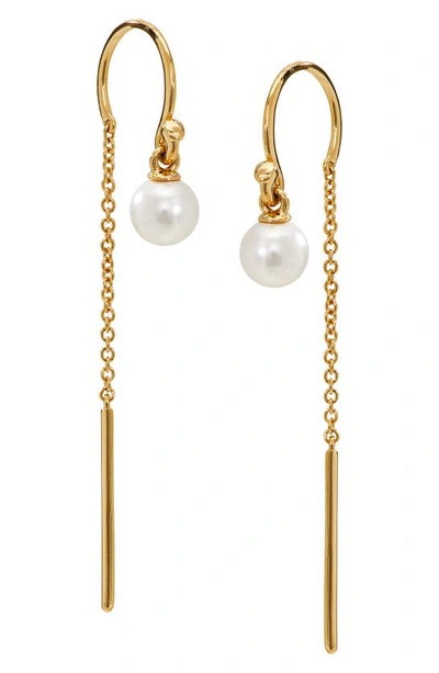 Shop Ajoa Imitation Pearl Drop Threader Earrings In Gold