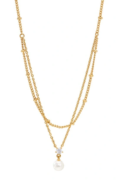 Shop Ajoa Imitation Pearl & Cubic Zirconia Layered Necklace In Gold