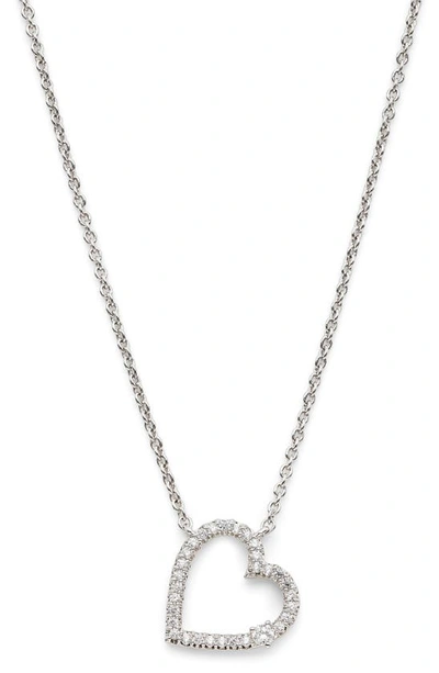 Shop Ajoa Pavé Open Heart Pendant Necklace In Rhodium