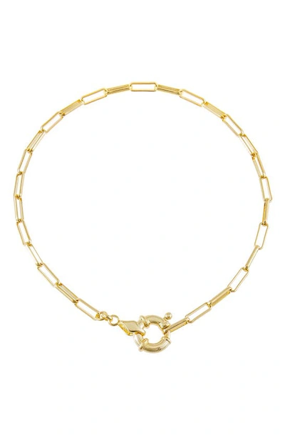 Shop Adinas Jewels Spring Ring Oval Link Anklet In Gold
