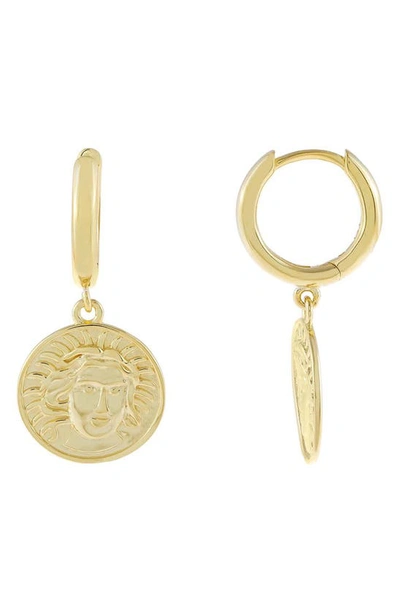 Shop Adinas Jewels Mini Coin Huggie Hoop Earrings In Gold