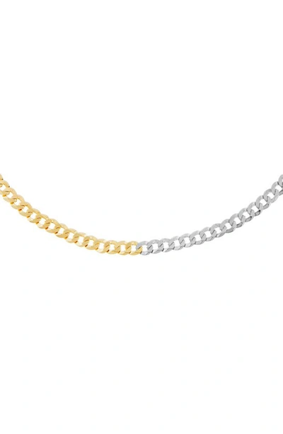 Shop Adinas Jewels Two-tone Flat Curb Chain Necklace In Gold