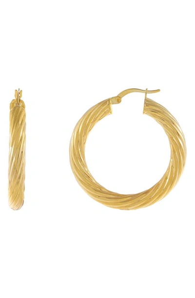 Shop Adinas Jewels Twisted Hoop Earrings In Gold