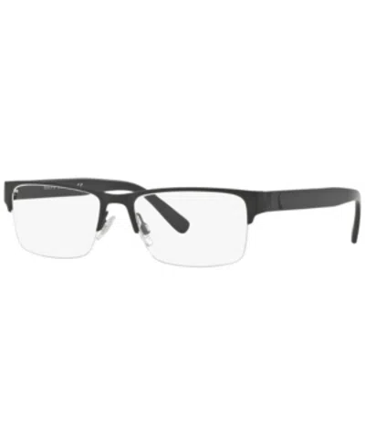 Polo Ralph Lauren Half-rim Rectangle-frame Glasses In Matte Blac