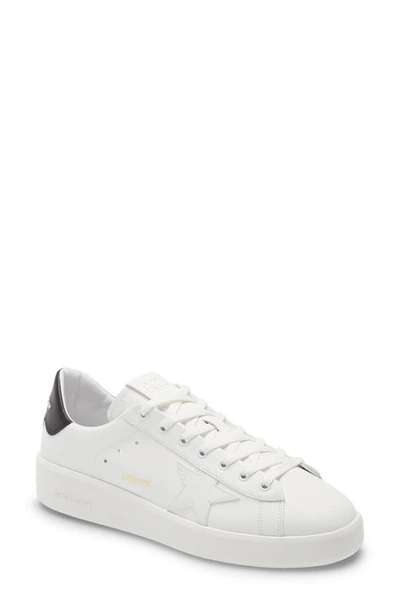 Shop Golden Goose Purestar Low Top Sneaker In White Leather/ Black Heel