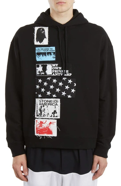 Shop Raf Simons Patch Cotton Hoodie In Black