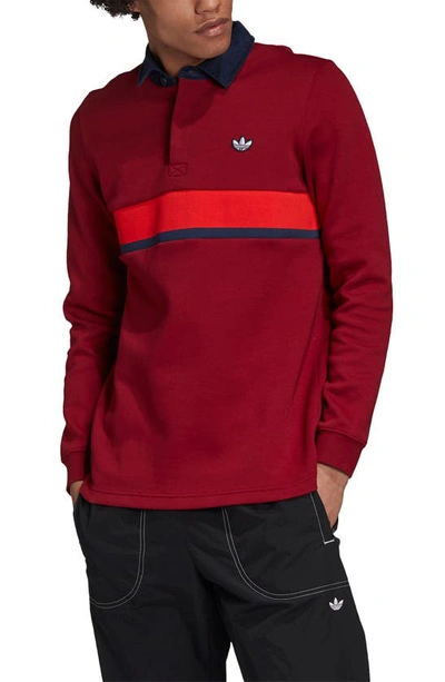 Adidas Originals Premium Samstag Rugby Polo In Burgundy-red In Collegiate  Burgundy | ModeSens