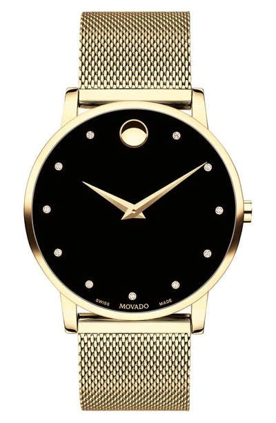 Shop Movado Museum Mesh Strap Watch, 40mm In Gold
