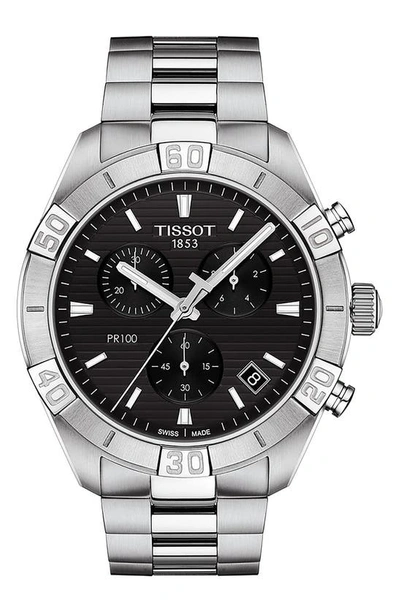 Shop Tissot Pr 100 Chronograph Bracelet Watch, 44mm In Black