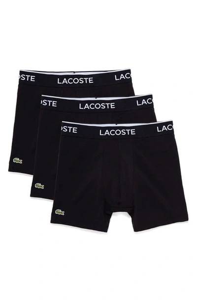 Shop Lacoste 3-pack Casual Boxer Briefs In Black
