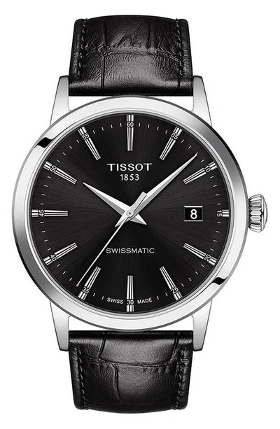 Shop Tissot Classic Dream Automatic Leather Strap Watch, 42mm In Black
