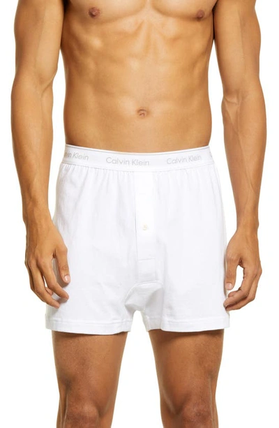 Shop Calvin Klein 3-pack Knit Cotton Boxers In White